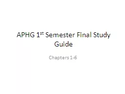 APHG 1 st  Semester Final Study Guide