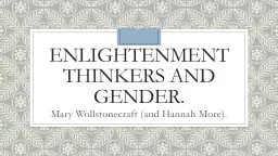 Enlightenment Thinkers and Gender.