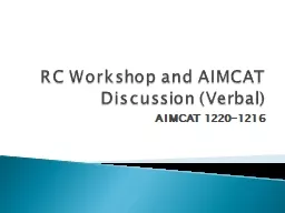 RC Workshop and AIMCAT Discussion (Verbal)