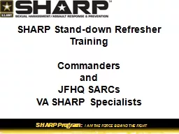 SHARP Stand-down Refresher Training