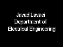 Javad Lavaei Department of Electrical Engineering