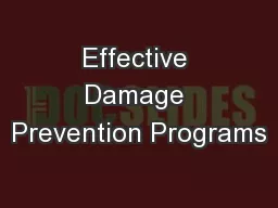 Effective Damage Prevention Programs