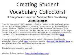 Creating Student Vocabulary Collectors!