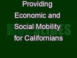 Providing Economic and Social Mobility for Californians