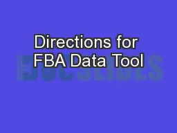 Directions for FBA Data Tool