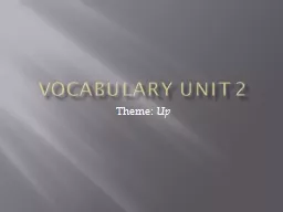 Vocabulary Unit 2 Theme: