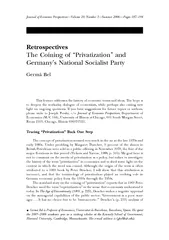 Retrospectives The Coining of Privatization and German