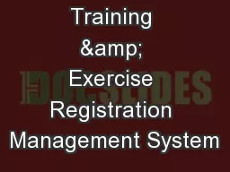 Training & Exercise Registration Management System