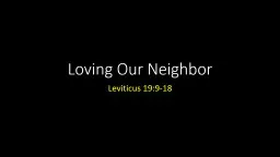 Loving Our Neighbor Leviticus 19:9-18