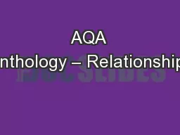 AQA Anthology – Relationships