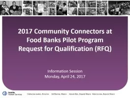 2017   Community Connectors at Food Banks Pilot Program