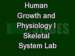 Human Growth and Physiology I Skeletal System Lab