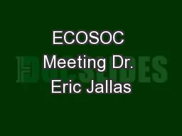 ECOSOC Meeting Dr. Eric Jallas