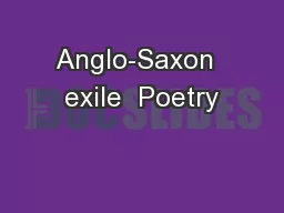 Anglo-Saxon  exile  Poetry
