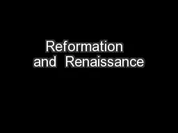 Reformation  and  Renaissance