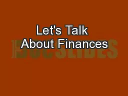 Let's Talk About Finances