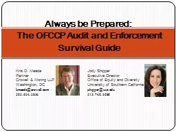 Always be Prepared:   The OFCCP Audit and Enforcement Survival Guide