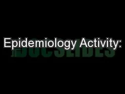 Epidemiology Activity: