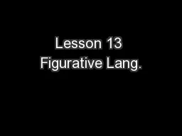 Lesson 13 Figurative Lang.