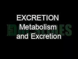 EXCRETION Metabolism and Excretion