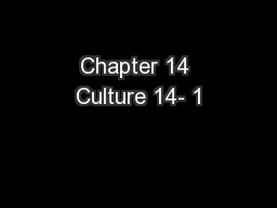 Chapter 14 Culture 14- 1