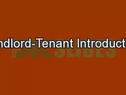 Landlord-Tenant Introduction