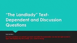 “The Landlady” Text-Dependent and Discussion Questions