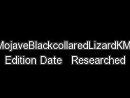 MojaveBlackcollaredLizardKM Edition Date   Researched