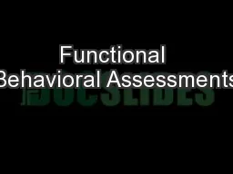 Functional Behavioral Assessments