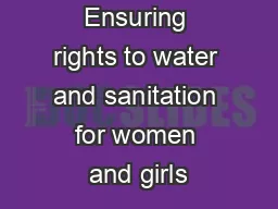 Ensuring rights to water and sanitation for women and girls