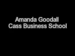 Amanda Goodall Cass Business School
