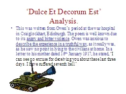 ‘ Dulce  Et Decorum  Est