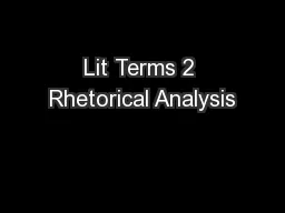 Lit Terms 2 Rhetorical Analysis