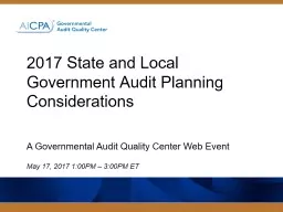 2017 State and Local Government Audit Planning Considerations