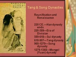Tang  &  Song Dynasties