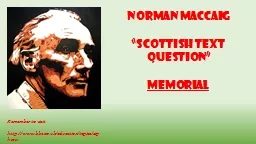 Norman MacCaig “Scottish Text Question”