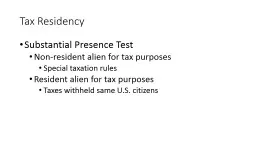 Tax Residency Substantial Presence Test