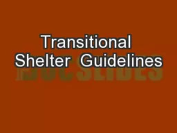 Transitional Shelter  Guidelines
