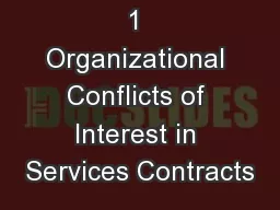 1 Organizational Conflicts of Interest in Services Contracts