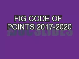 FIG CODE OF POINTS 2017-2020