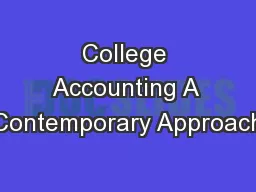 College Accounting A Contemporary Approach