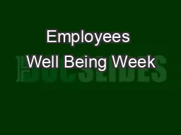 Employees Well Being Week