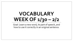 Vocabulary Week of 1/30 – 2/2