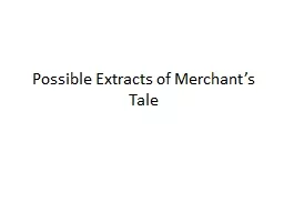 Possible Extracts of Merchant’s Tale