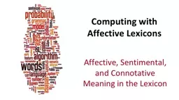 Computing with Affective Lexicons