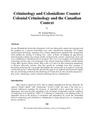 Criminology and Colonialism Counter Colonial Criminolo