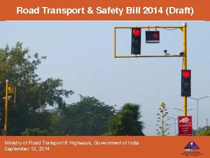 Road Transport  Safety Bill   Draft Ministry of Road Transport  Highways Governm