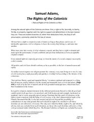 Samuel Adams The Rights of the Colonis ts I