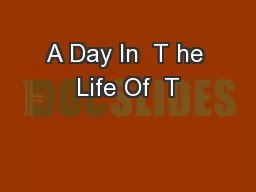 A Day In  T he Life Of  T