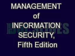 MANAGEMENT of INFORMATION SECURITY, Fifth Edition